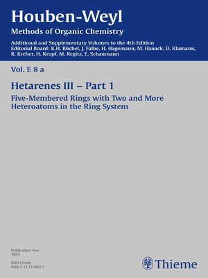 cover image of Houben-Weyl Methods of Organic Chemistry Volume E 8a Supplement